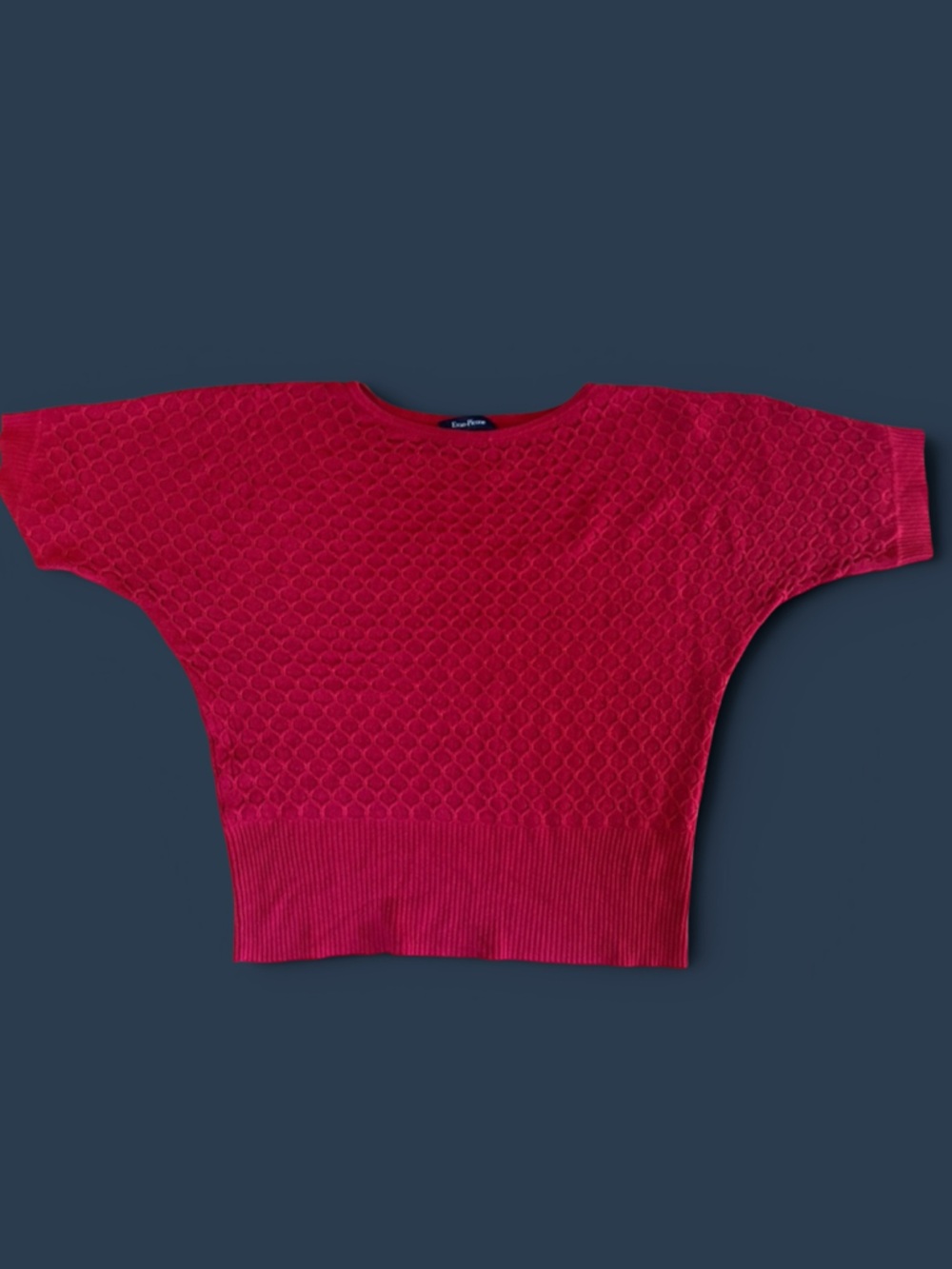 Evan-Picone Red Textured Short Sleeve Sweater